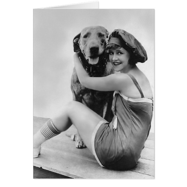 Elinor Fält med "Keystone Teddy",  Hund Hälsningskort (Framsidan)