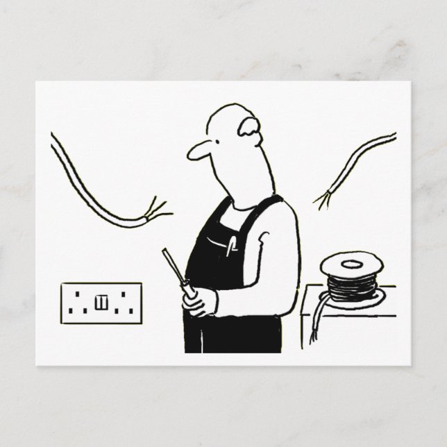 Elinstallatör Elservices Tecknad Vykort (Framsida)