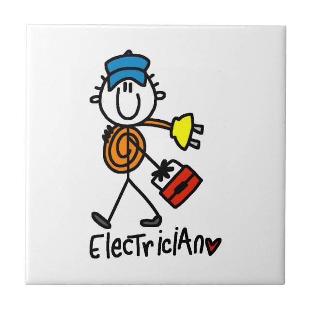 Elinstallatör Stickfigur Kakelplatta (Framsidan)
