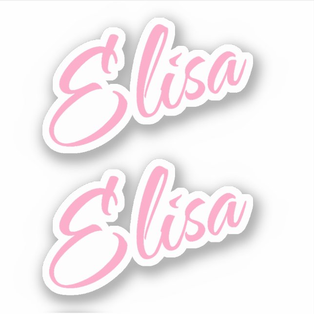 Elisa Decorative Namn i Rosa x2 Sticker Klistermärken (Framsida)