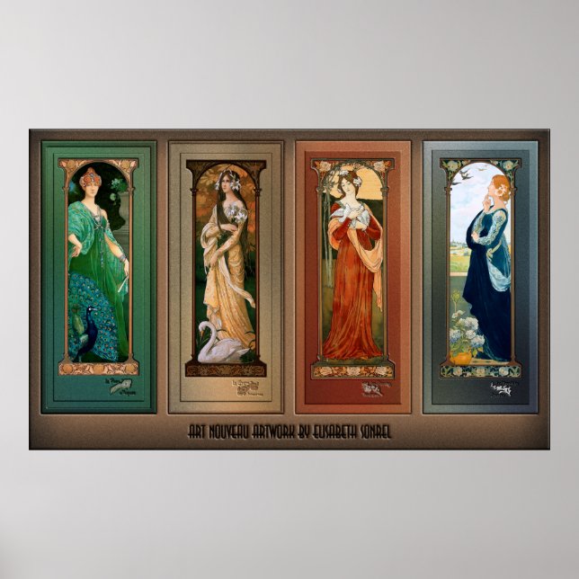 Élisabeth Sonrel Art nouveau Maiden Bird Series Poster (Framsidan)