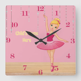 Elise Blonde Ballerina Wall Clock Fyrkantig Klocka