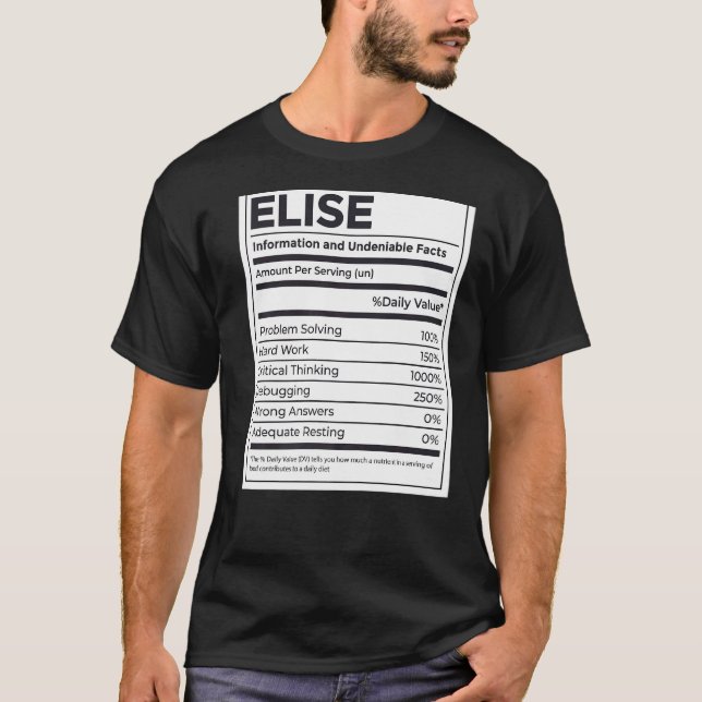 Elise Nutrition Information Problem med att lösa h T Shirt (Framsida)