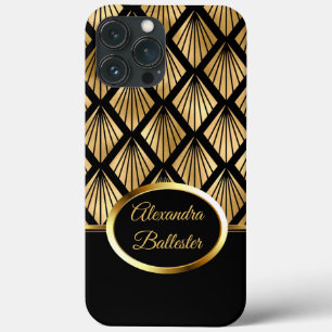 Elit Elegant Damask Art Deco Guld Svart