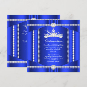 Elit Royalblå Princess Quinceanera Diamant Inbjudningar
