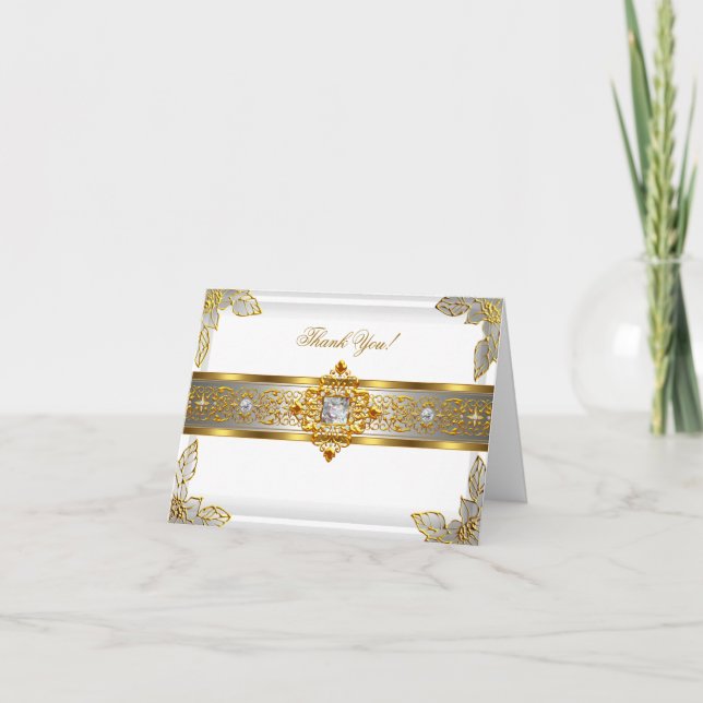 Elit Tack, Elegant Vit Guld Tack Kort (Framsida)