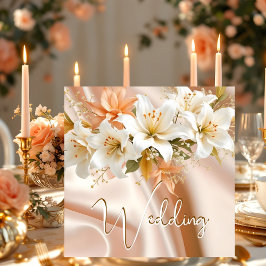 Elitbröllop blomster Lilior Vit Persika Siden Inbjudningar