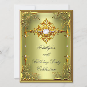 Elite Avocado Grönt Guld Födelsedagsfest 2 Inbjudningar