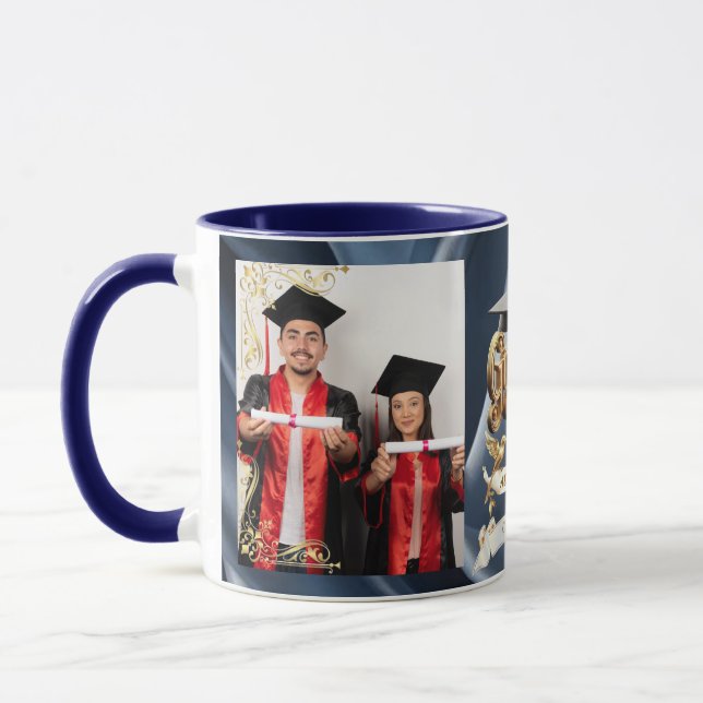 Elite BLEU-Marble & Gold Personalized Graduation Mugg (Vänster)