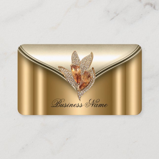 Elite Elegant Bronze Brown Guld Jewel Visitkort (Framsida)