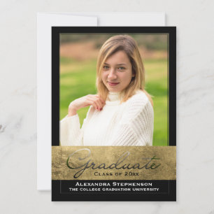 Elite Gold Foil Cutout Effect Photo Studenten Inbjudningar