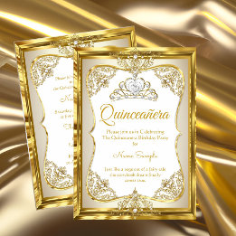 Elite Guld Vit beige Kräm Princess Quinceanera Inbjudningar