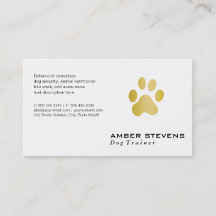 Elite Hund Trainer Golden Tass Visitkort