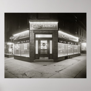 Elite Laundry, 1928. Gammalt foto Poster