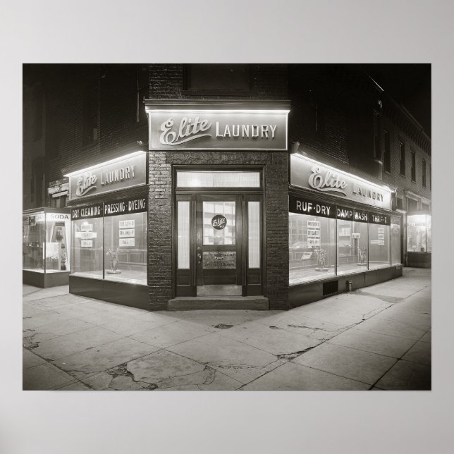 Elite Laundry, 1928. Gammalt foto Poster (Framsidan)