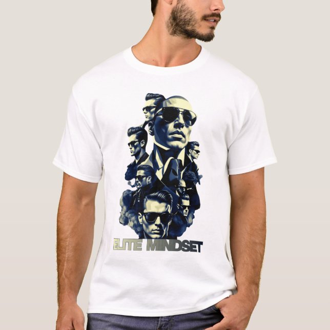 Elite Mindset Premium Herr Vit Grafisk T-Shirt (Framsida)
