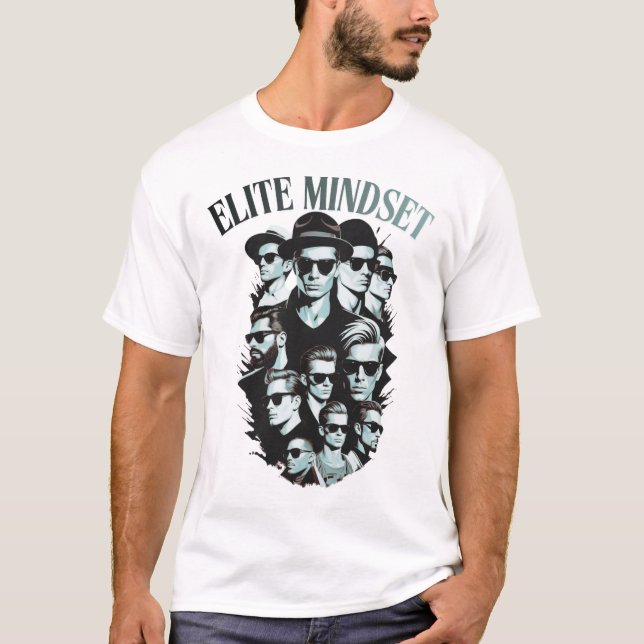 Elite Mindset Vintage Herrar Vit Grafisk T-Shirt (Framsida)