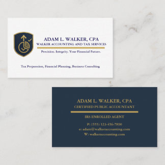 Elite Navy & Gold CPA Tax Preparer Business Card Visitkort