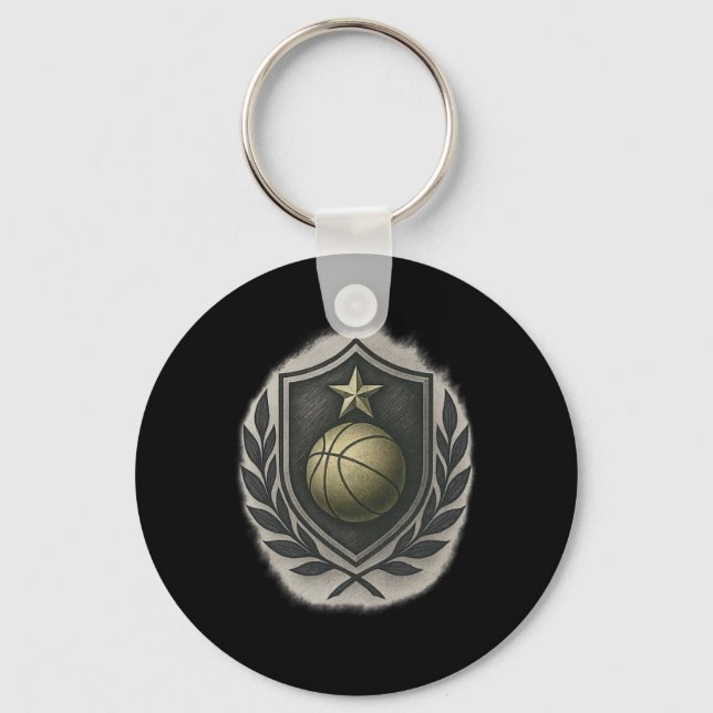 Elite Sketll Vapensköld - Vintage Guld Emblem Nyckelring (Framsida)