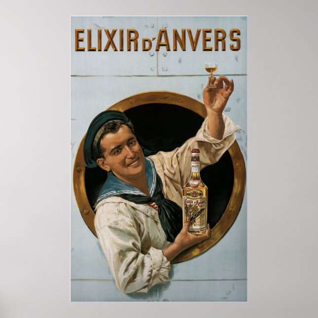 Elixir D'Anvers ~ av Gerard Portielje Belgium 1906 Poster (Framsidan)