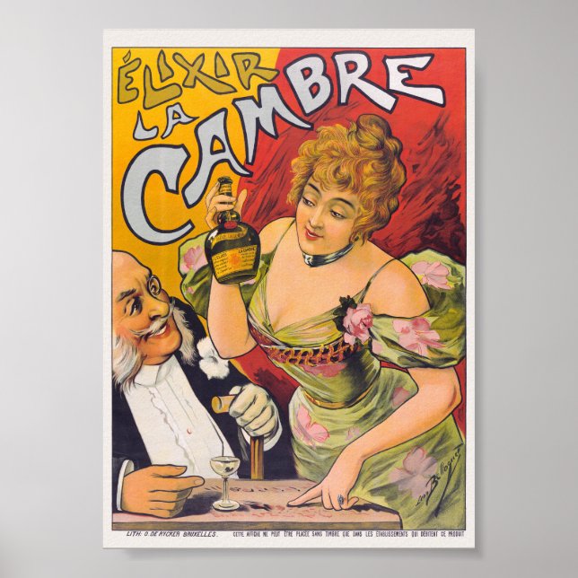 Elixir La Cambre Vintage Affisch ca. 1900 (Framsidan)