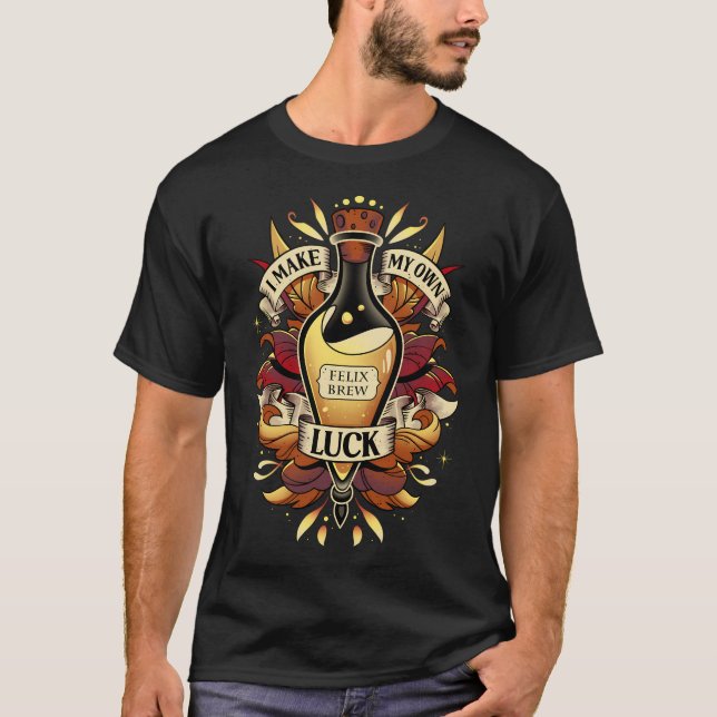 Elixir of Golden Tur - Lucky Felix Brew T Shirt (Framsida)