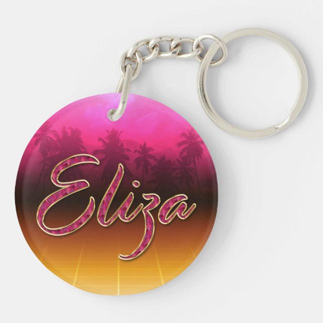 Eliza Vorname Name golden pink Schlüsselanhänger (Baksidan)
