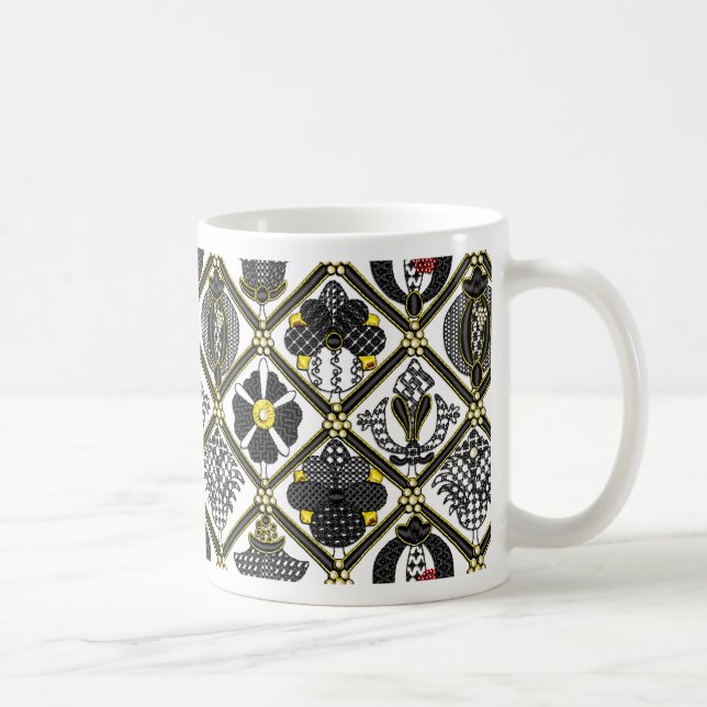 Elizabeth abethan Blackwork tile Kaffemugg (Höger)