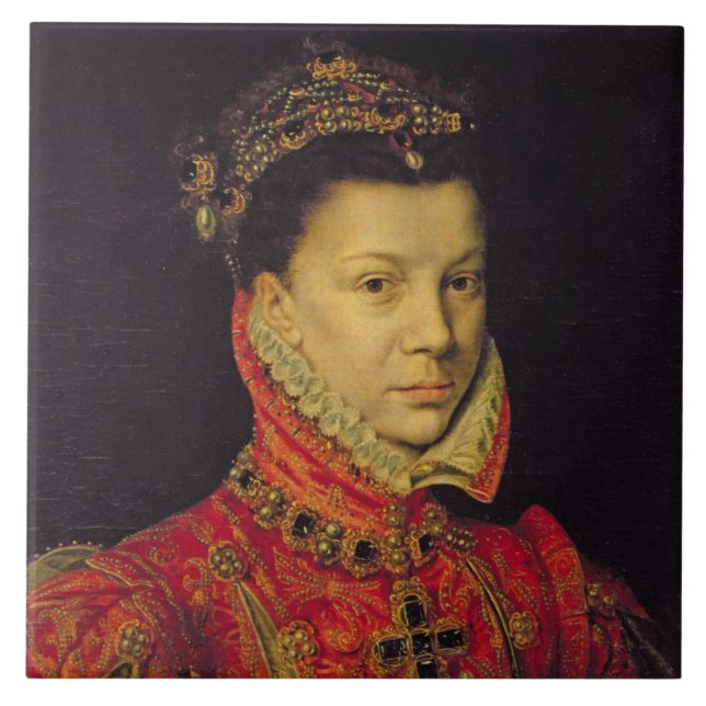 Elizabeth av Valois (1545-68) 1570 (olja på Kakelplatta (Framsidan)