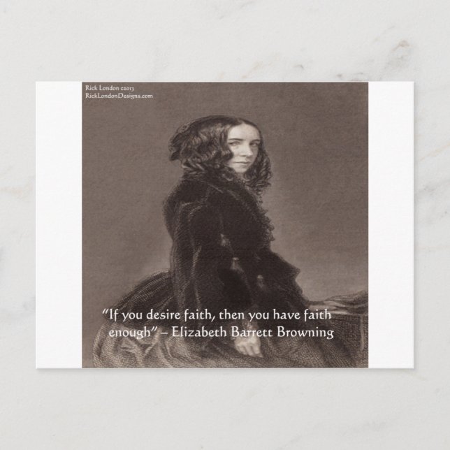 Elizabeth Barrett Browning Faith Desire Quote Vykort (Framsida)