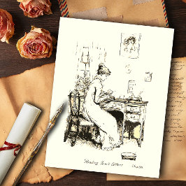 Elizabeth Bennet Reading Sister's Brev Beige Vykort