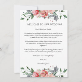 Elizabeth Bröllop Welcome Brev & Itinerary