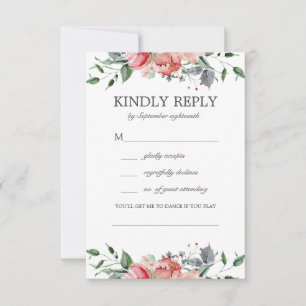 Elizabeth Elegant Rosa Flower Sång Request Bröllop OSA Kort