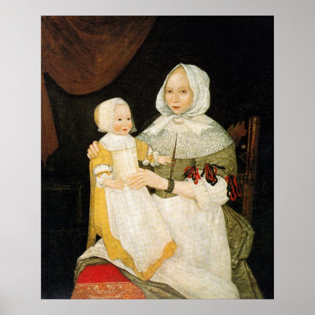 Elizabeth Freake och Baby Mary, ca 1671-1674 Poster (Framsidan)