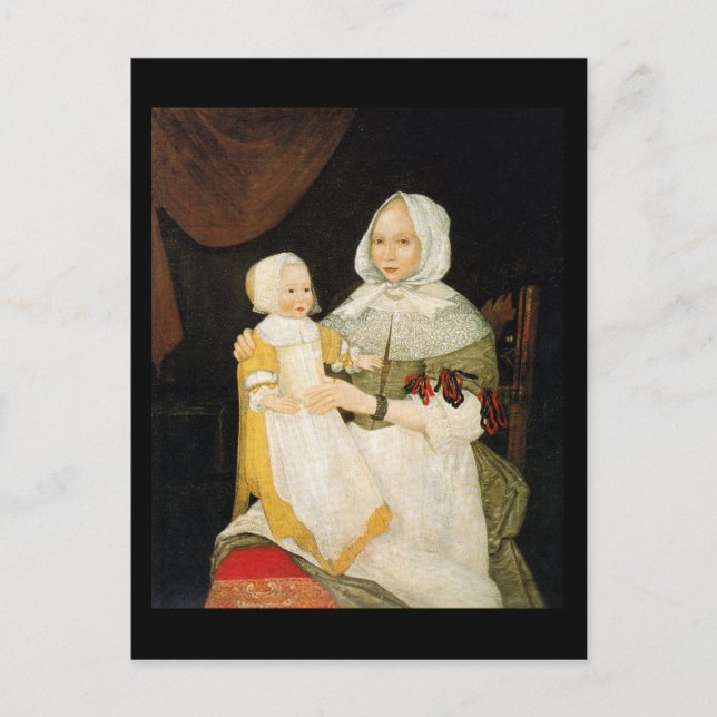Elizabeth Freake och Baby Mary, ca 1671-1674 Vykort (Framsida)