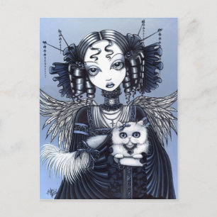 Elizabeth Gothic Victorian Persian Cat Angel Vykort
