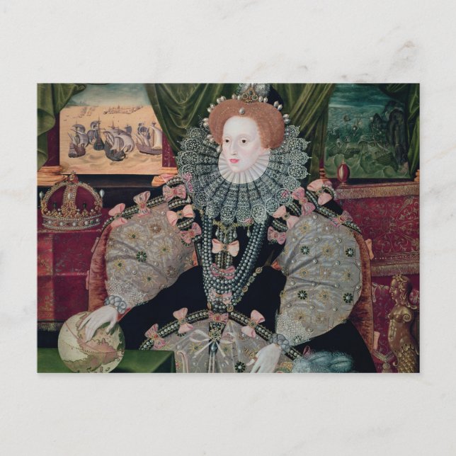 Elizabeth I, Armada Porträtt, 1588 Vykort (Framsida)
