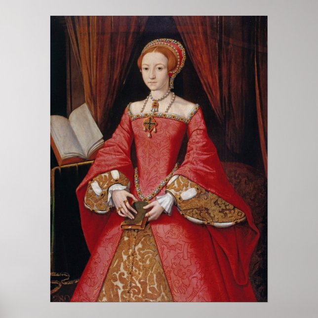 Elizabeth I när prinsessan William Scrots Poster (Framsidan)