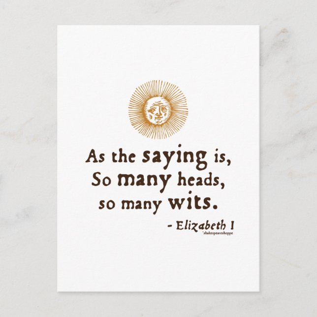 Elizabeth I Quote on Wits Vykort (Framsida)