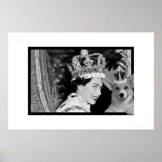 Elizabeth II och hennes Corgi Poster (Framsidan)