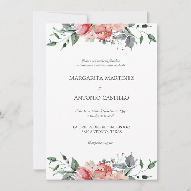 Elizabeth Invaciones de Boda Elegantes Bröllop Inbjudningar (Framsida)