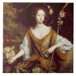 Elizabeth Jones, Countess av Kildare, c.1684 (olja Kakelplatta