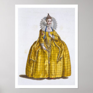 Elizabeth mig (1530-1603) (färgad gravyr) poster