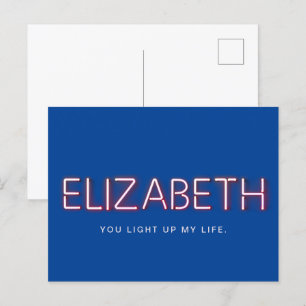 Elizabeth namn i det ljusnande neon ljus vykort
