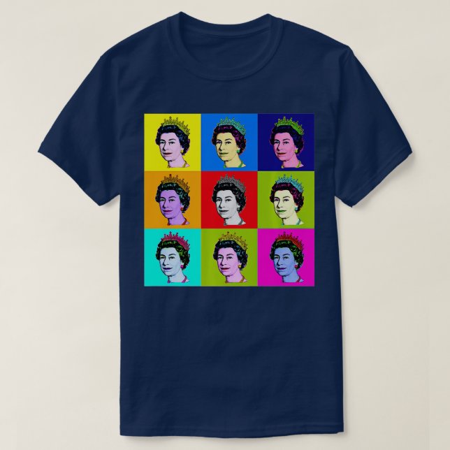 Elizabeth Nine Square Tiles Pop Art Queen of Engla T Shirt (Design framsida)