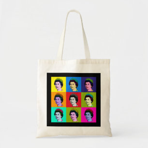 Elizabeth Nine Square Tiles Pop Art Queen of Engla Tygkasse