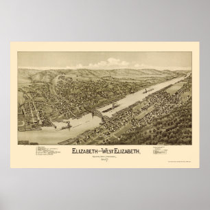 Elizabeth, PA Panoramic Karta - 1897 Poster