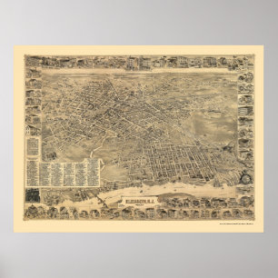 Elizabeth panorama- karta för NJ - 1898 Poster