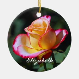 Elizabeth Red och Gult och Rosa ros Ornament