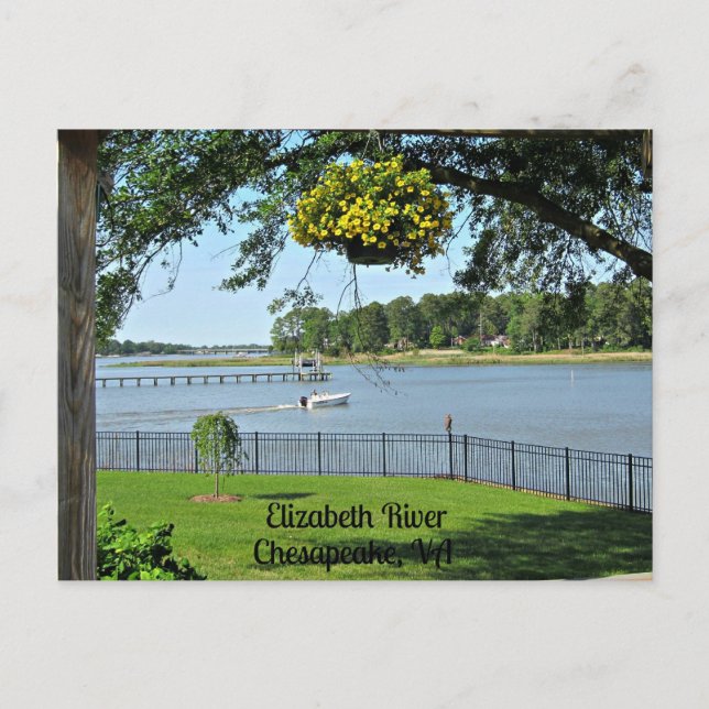 Elizabeth River, Chesapeake, Virginia Vykort (Framsida)